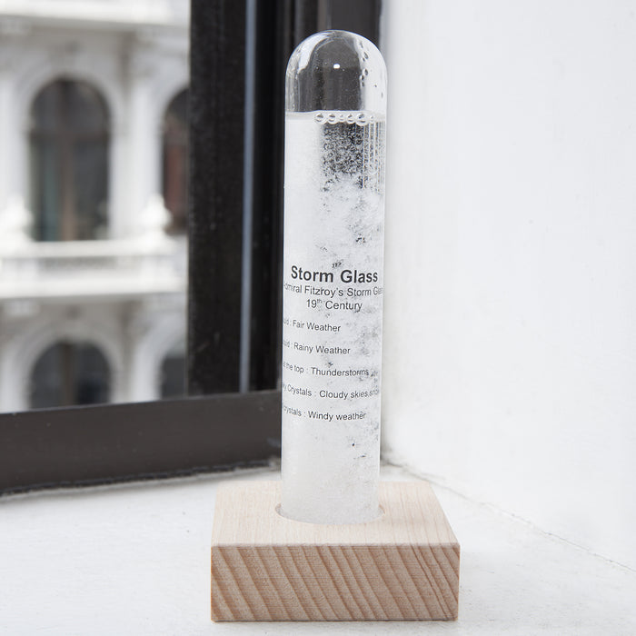 Storm Glass Tube With Beechwood Base