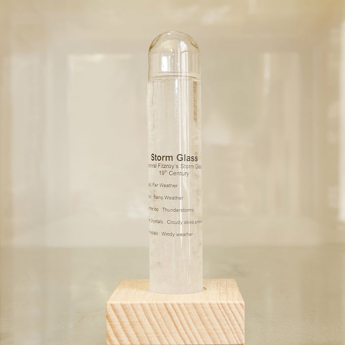 Storm Glass Tube With Beechwood Base