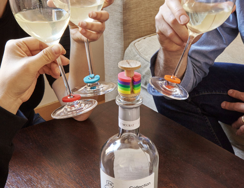 Rainbow Wine Rings + Stopper