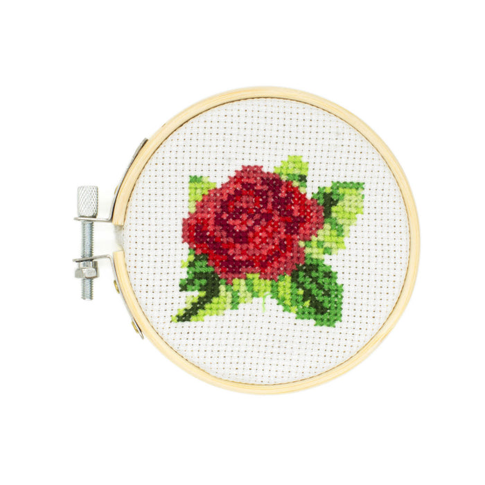 Mini Cross Stitch Embroidery Kit - Rose