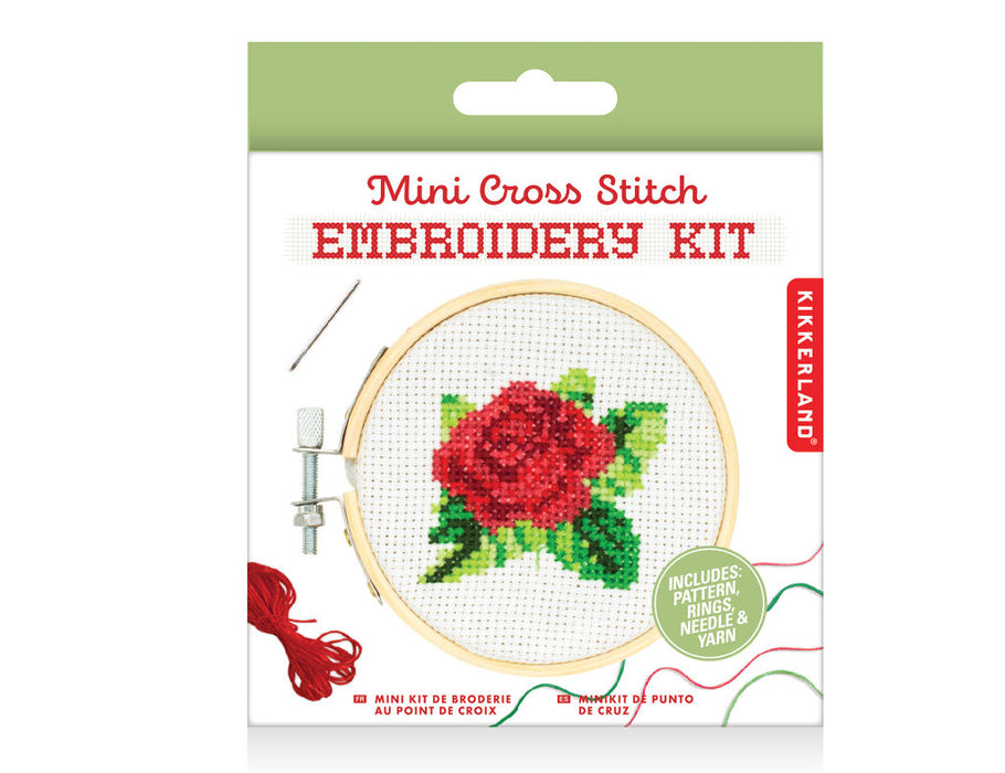 Mini Cross Stitch Embroidery Kit - Rose