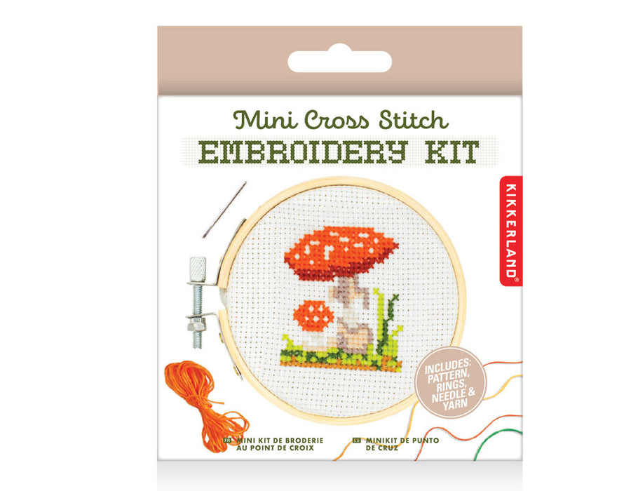 Mini Cross Stitch Embroidery Kit - Mushroom