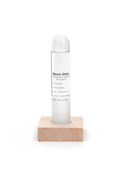 Storm Glass Tube With Beechwood Base