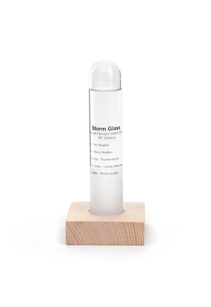 Storm Glass Tube With Beechwood Base